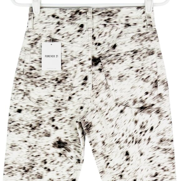 NWT Forever 21 Women's Brown & White Animal Print Flared Jeans Mid Rise Size 25 - Picture 4 of 14